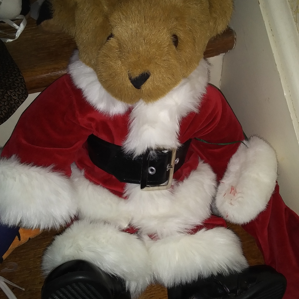 Vintage Vermont Teddy Bear Dressed as Santa